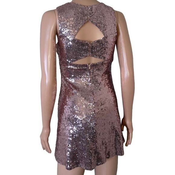 Speechless dress mini dusty pink all over sequined form fitting high neck SZ 1 - Picture 4 of 10